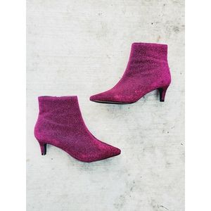 Fuchsia Sparkle Kitten Heel Booties